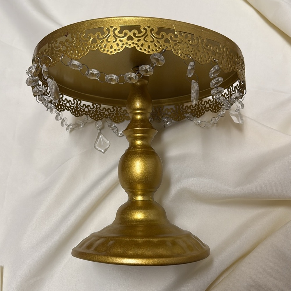 Metric Gold Cake Stand with Crystal Accents #697 - Picture 3 of 4